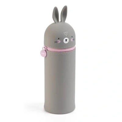 Image de Back2Fun Trousse Scolaire Extensible, en Silicone, Texture Douce, Fermeture éclair, Lapin, 2 1 Convertible gobelet