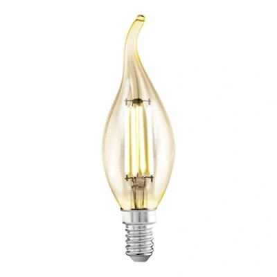 Image de Eglo Ampoule LED E14, lampe Edison à incandescence forme bougie, éclairage vintage et rétro, 4 watts (correspond 26 watts), 270 lumens, blanc chaud, ambré, 2200 Kelvin, CF35, Ø 3,5 cm