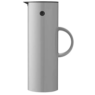 Image de Stelton EM77 Carafe Isotherme Thermos à Double paroi pour Boissons Chaudes ou Froides Pot thé et café avec Insert en Verre, Design nostalgique 1.0 litres, Gris Clair