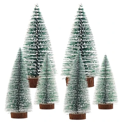 Image de Sapin de Noël Miniature, 6 pièces Mini Artificiel, Sapins Verts Artificiels, DIY Petites Décorations Noël, pour Nouvel an, Fête, Table, Fenêtre, 10/15 /20 cm