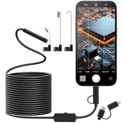 Image de Zawaer Caméra d&#039;inspection de Serpent Endoscope,caméra HD 1920p avec Lampe téléphone étanche IP67 Pas Besoin LED 8 + 1 pour Android, iOS(5M)
