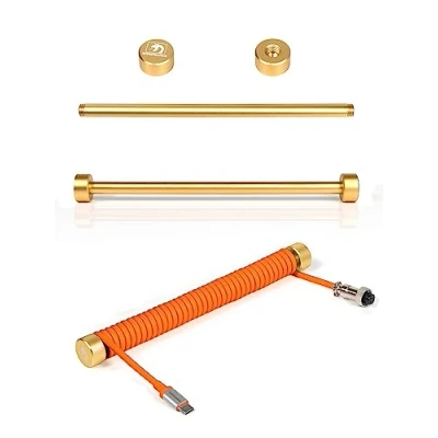 Image de MAMBASNAKE Custom Coiled Aviator Cable Fixed Rod Enrouleur de Câble Enroulé en Métal Aluminium CNC Barre Poids d&#039;aviateur Poteau Gestion Clavier Doré