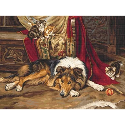 Image de Luca S B585 Kit de broderie au point croix en coton Multicolore 45 x 34 cm