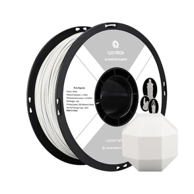 Image de QIDI TECH Filament PLA Rapido 1.75mm, Imprimante 3D PLA, Adapté à l&#039;impression Grande Vitesse, Convient la Plupart des Imprimantes FDM, Bobine de 1 KG (2.2lbs), Blanc