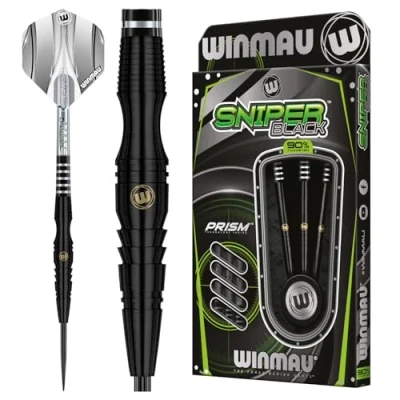 Image de WINMAU Sniper Jeu de fléchettes Professionnelles en tungstène avec ailettes et tiges Noir 22 g