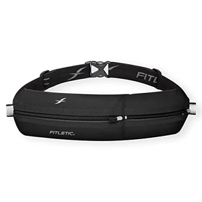 Image de FITLETIC Ceinture Bolt 2 Poches Imperméables Noir Sacs Banane Running Adulte Unisexe, Taille Unique