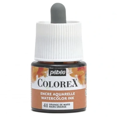 Image de Pébéo Encre Colorex 45 ML Orange de Mars Aquarelle Rendu Velouté Dessin Multi outil Tous Supports
