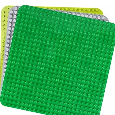 Image de Grande Plaque de Construction Compatible avec Les plaques Lego Duplo,Plaque Base Classique pour Kits Duplo,38 x 38 cm,Lot Jouets préscolaires créatifs,Vert,Gris,Vert Clair (3