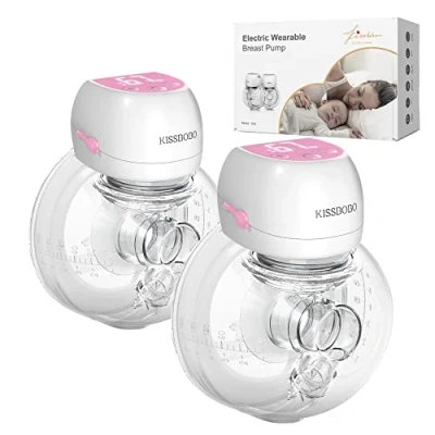 Image de KISSBOBO Tire Lait Electrique Main Libre, Laits 2 Pièces, Electrique, Faible Bruit Rechargeable Sans Fil 3 Modes 9 étapes Libre Avec 21 Mm/24 mm (Rose Pièces)