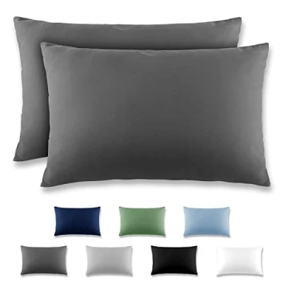 Image de REDKEY Taie Oreiller 50x80 Gris foncé Lot de 2 Taies d&#039;Oreillers 50 x 80 Carré en Microfibre Brossée, Housse Coussin avec sa Fermeture à Rabat (sans Éclair)