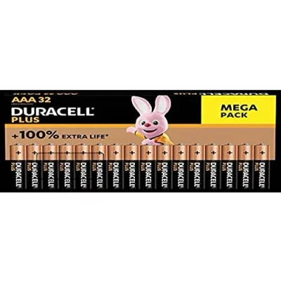 Image de Duracell Plus BP32 Micro (AAA) Lot de 32 Piles alcalines au manganèse 1,5 V AAA