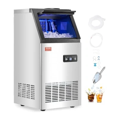 Image de VEVOR Machine à Glaçons Autonome, Capacité de Production 36,3 kg/24 h et Stockage 12,7 kg, 36 en 15 Minutes, Affichage Numérique LED Fonction Autonettoyante, pour Bar, Bureau