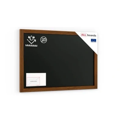 Image de ALLboards Tableau à Craie Noir Etanche avec Cadre en Bois Laqué 90x60cm, pour Ecrire