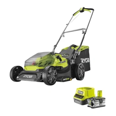 Image de RYOBI Tondeuse 18V 37cm 1 batteries lithium+ 4,0 Ah et chargeur rapide 2,0 A RY18LM37A 140, Verte