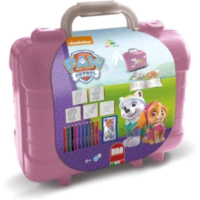 Image de Multiprint Valise Travel Set Paw Patrol Girl, Made in Italy, Livre de Coloriage, avec Puzzles et Crayons, Tampons Enfants, en Bois Caoutchouc Naturel, Encre Lavable Non Toxique, Idée Cadeau, 42913