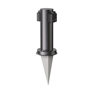 Image de ledscom.de Colonne de Prise Courant Jardin PORU avec Piquet Terre pour l&#039;extérieur, à 2 Volets, Acier Inoxydable, Noir, Rond, 27cm