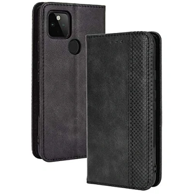 Image de TANYO Housse Folio en Cuir pour Google Pixel 4A 5G (Not for 4G Version) Coque, Premium PU/TPU Flip Étui Portefeuille avec Fentes Cartes, Pochette Protector Etui Case Cover Noir