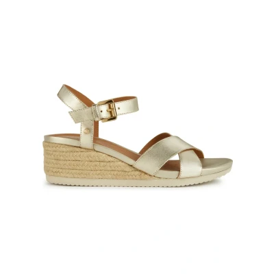 Image de Geox Femme D Ischia Corda C Sandales compensées, Doré, 39.5 EU