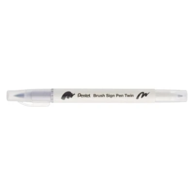 Image de Pentel Arts Brush Sign Pen Twin SESW30C Lot de 10 feutres pinceau bi pointe, Pointe large et fine, Acquarellable, Gris métallisé