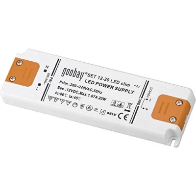 Image de goobay 30002 Set 12 20 Transformateur Slim 230V (AC) à 12V (DC) / pour lampes LED de 0,5 watts plastique E10 blanc orange