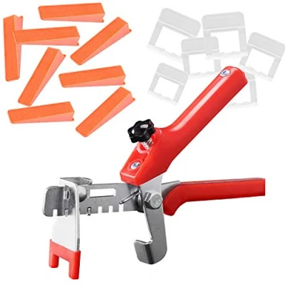 Image de EXLECO Système de Nivellement pour Carrelage avec 1 Pince 400 Clips 1,5mm 100 Cales Réutilisable la Pose Carreaux épaisseur 312 mm