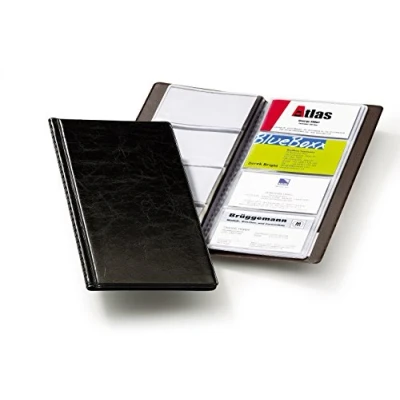 Image de Durable 238001 Visifix 96 Reliure à Pochettes Soudées Capacité Cartes 12 Grain Cuir Noir