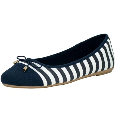 Image de Fitters Footwear That Fits Dames Ballerines Grace Textile Ballerine avec n?UD rayée à l&#039;aspect Maritime (43 EU, Bleu Blanc)
