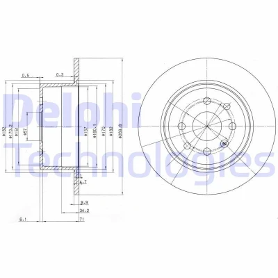 Image de DELPHI BG2637 Disque de frein 270 10 4 plein huilé non traité sans roulement roue, bague ABS OPEL: Calibra A, Vectra A Berline