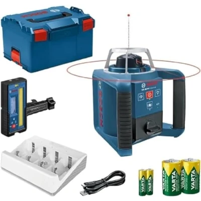 Image de Bosch Professional Laser Rotatif GRL 300 HV (Laser Rouge, Cellule de Réception LR 45 avec support, Portée : jusqu&#039;à m (Diamètre), piles (2xD, 1x9V), Chargeur, dans L Boxx)