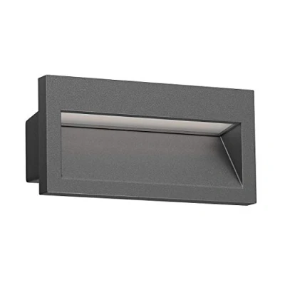 Image de ledscom.de applique murale encastrée LED NOLA, downlight pour l&#039;extérieur, IP54, anthracite mat, 140 x 70mm, blanc chaud, balcon, entrée, carport, lampe d&#039;escalier,