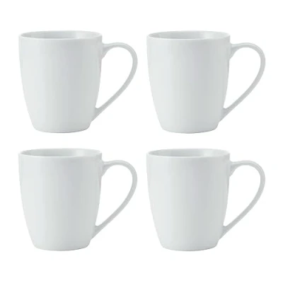Image de Mikasa Chalk tasses en porcelaine, lot de 4 blanches pour le thé et café, 380ml, lavables au lave vaisselle micro ondes