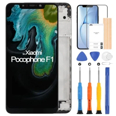 Image de ARSSLY Écran LCD pour Xiaomi Pocophone F1 Poco Affichage M1805E10A 6.18&quot; Digitazer Tactile Assemblée avec Outils(Noir Cadre)