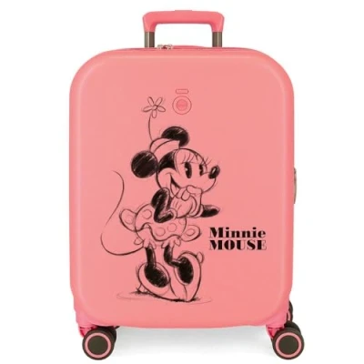 Image de Valise Cabine Disney Minnie Bonheur Rose 40x55x20 cms ABS Rigide Fermeture TSA Intégrée 37L 2.74 kgs 4 Double Roues Bagage à Main Extensible