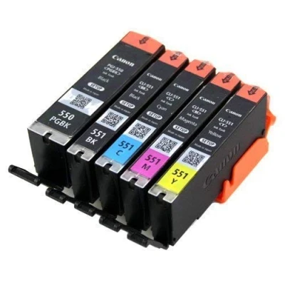 Image de 5X Original Canon Setup Cartouches 5er Set d&#039;IMPRIMANTE avec Puce PGI 550 CLI 551 d&#039;impression pour Pixma Imprimante IP7200 séries IP7250 ip8700 IP8750 IX6850 MG5400 mg5420 MG5450 mg5450s MG5500