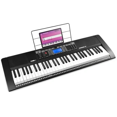 Image de Max Rhapsody61 Clavier Électronique, 61 Touches, Synthétiseur Débutant Complet, Deux Modes d&#039;Apprentissage, Haut parleurs Intégrés, Idéal pour Démarrer votre Apprentissage