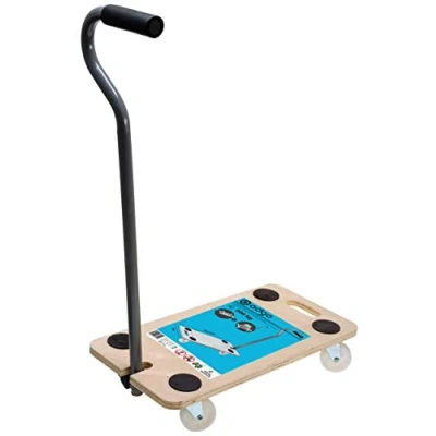 Image de ADGO Plate forme de Transport avec Timon Rectangulaire 58 x 29 cm, Capacité Charge 200 kg, Roues Pivotantes à 360 Degrés, Coussin pour Chariot Portable le Retrait Meubles