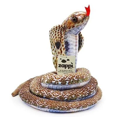 Image de Zappi Co Jouet Serpent en Peluche Doux et Câlin pour Enfants Faisant Partie de la Collection d&#039;animaux Savane : Réaliste Vivant (Cobra)