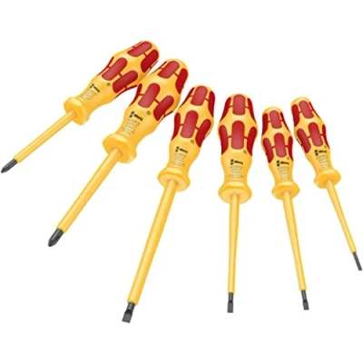 Image de Wera &#039;05051575001 1060 i/1062 i/6 Jeu de tournevis Kraftform VDE, 6 pièces Jaune/Rouge