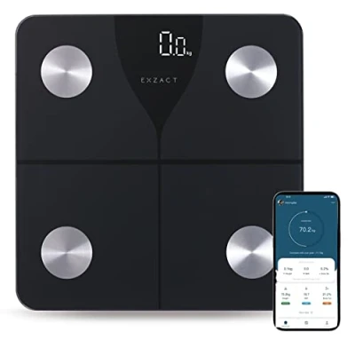 Image de Exzact Pèse personne numérique intelligent iOS &amp; Android Bluetooth Capacité : 180 kg Graisse corporelle Balance électronique