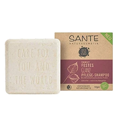 Image de SANTE Naturkosmetik Shampoing solide pour cheveux ternes et normaux, formule végétalienne à la feuille de bouleau bio aux protéines végétales, shampooing soin brillant, 1 x 60 g