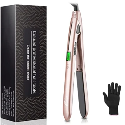 Image de Culwad Lisseur 2 en 1 pour soin des cheveux, fer à lisser et boucler avec écran LCD, température réglable (140 230 C), double tension