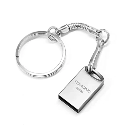 Image de Clé USB 32Go, Mini Métal Thumb Drive 2.0 32Go Flash Imperméable Pen Memory Stick pour Ordinateur Portable, PC Stockage de Données (Argent)