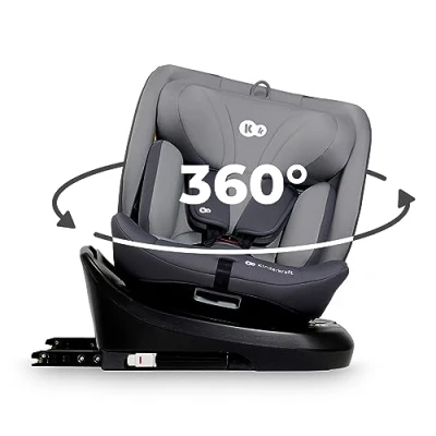 Image de Kinderkraft I GROW Siège auto bébé, SIZE 40 150 cm, 0 à 36 kg évolutif, dès la naissance et jusqu&#039;à 12 ans environ, Groupe 0/1/2/3, Isofix, 360 pivotant, RWF, FWF, Protections latérales, Gris