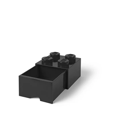Image de Lego 40051733 Brique 4 Boutons, 1 tiroir, boîte de Rangement empilable, 4.7 l, Noir, Solid, 5.71194E+12, One Size