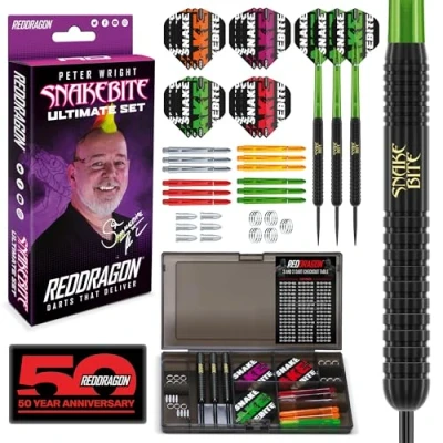 Image de RED DRAGON Peter Wright Snakebite Ultimate 50 Piece Darts and Accessories Set