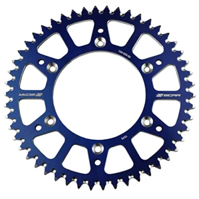 Image de SCAR Couronne aluminium alu anti boue compatible avec YAMAHA YZ YZF WRF YZFX 125 250 450 99 23, Bleu 51 dents