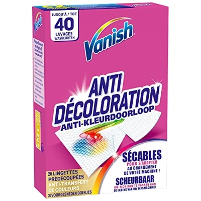 Image de Vanish Lingettes Anti Décoloration 20 détachantes, jusqu&#039;à 40 lavages