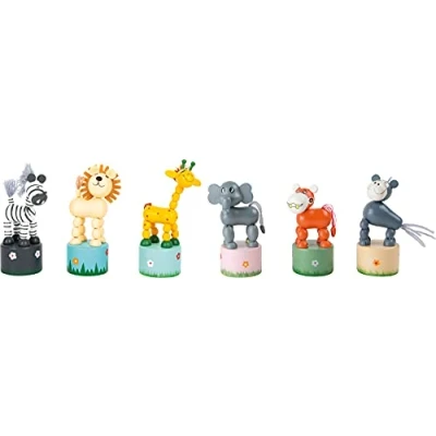 Image de Small Foot 7924 animaux poussoir Afrique, jeu de figurines en bois, six différents à partir 3 ans