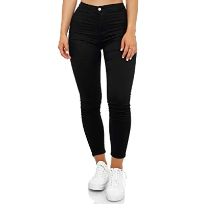 Image de Elara Pantalon Femmes High Waist Slim Fit Chunkyrayan JS710 Schwarz 44 (2XL)