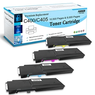 Image de 4 Paquets Compatible Cartouche de Toner pour Xerox VersaLink C400 C400V C400N C400DN C405 C405V C405N C405DN Imprimante, Haut Rendement 10500 Pages BK, 8000 C M Y
